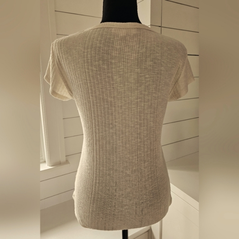 Cream Ribbed Knit Top - Picture 3 of 5
